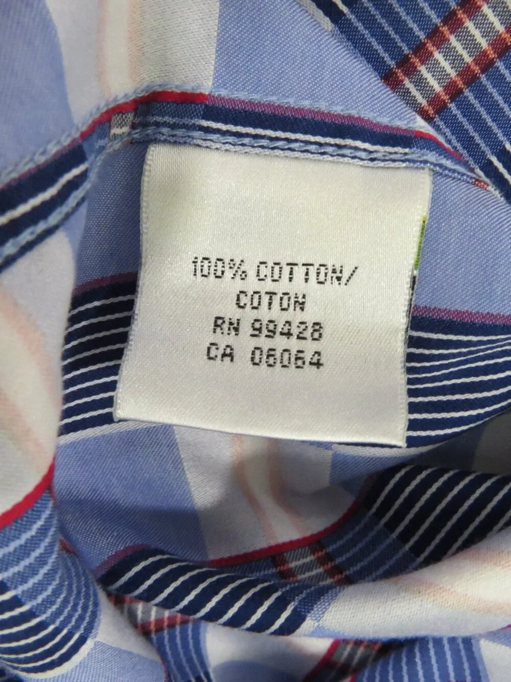 BUGATCHI Men's Button Down Shirt, Cotton SIZE Large Blue, Red, Plaid